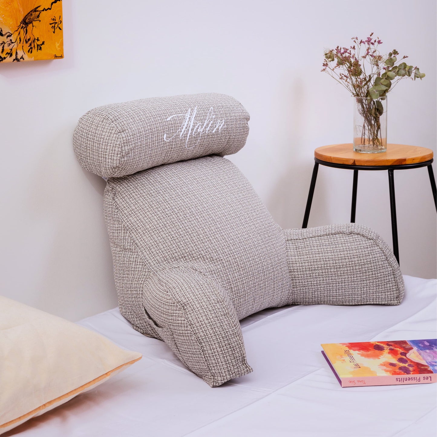 Coussin de lecture avec accoudoirs