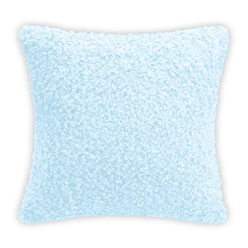 Coussin en laine moutonnée Bleu ciel Mon-coussin.fr