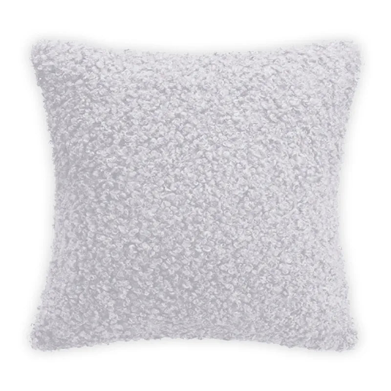 Coussin en laine moutonnée Gris clair Mon-coussin.fr