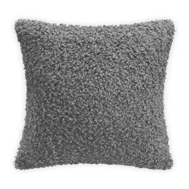 Coussin en laine moutonnée Gris sombre Mon-coussin.fr