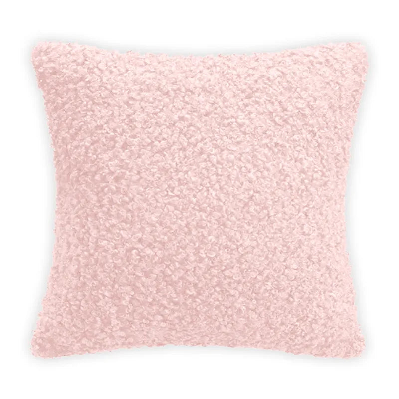 Coussin en laine moutonnée Rose Mon-coussin.fr