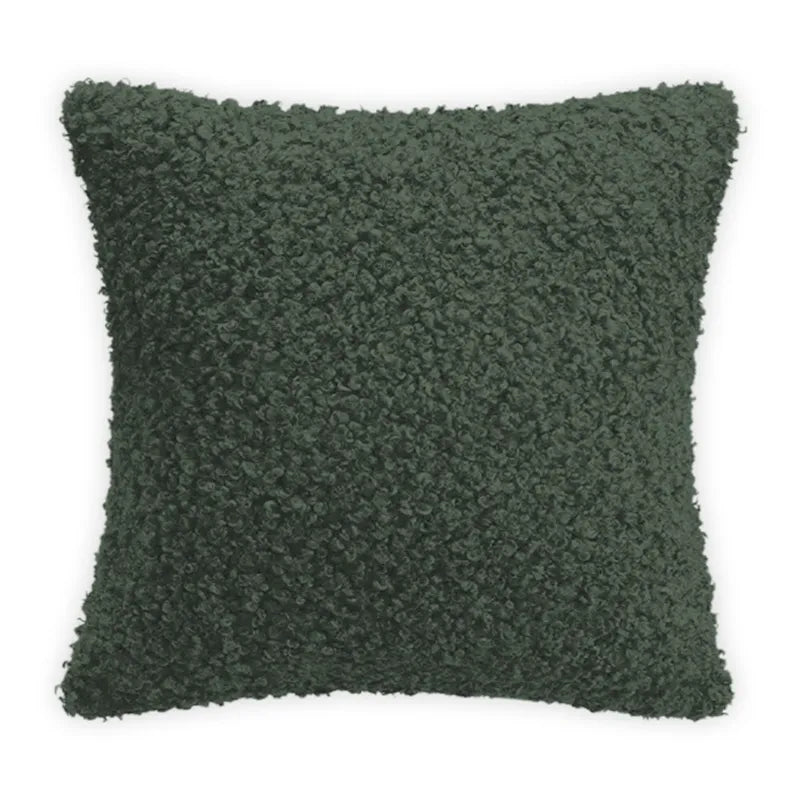 Coussin en laine moutonnée Vert foncé Mon-coussin.fr
