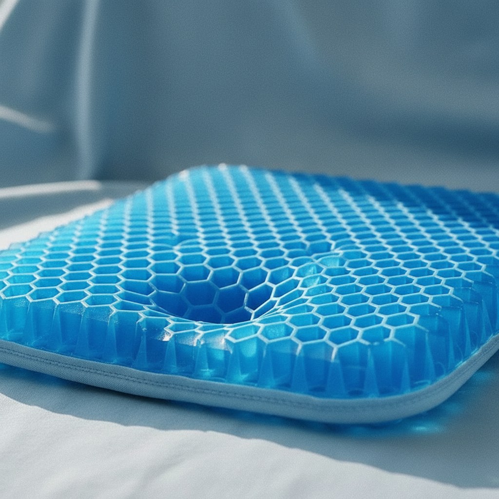 Alvéoles en nid d'abeille du coussin en gel, légèrement enfoncées