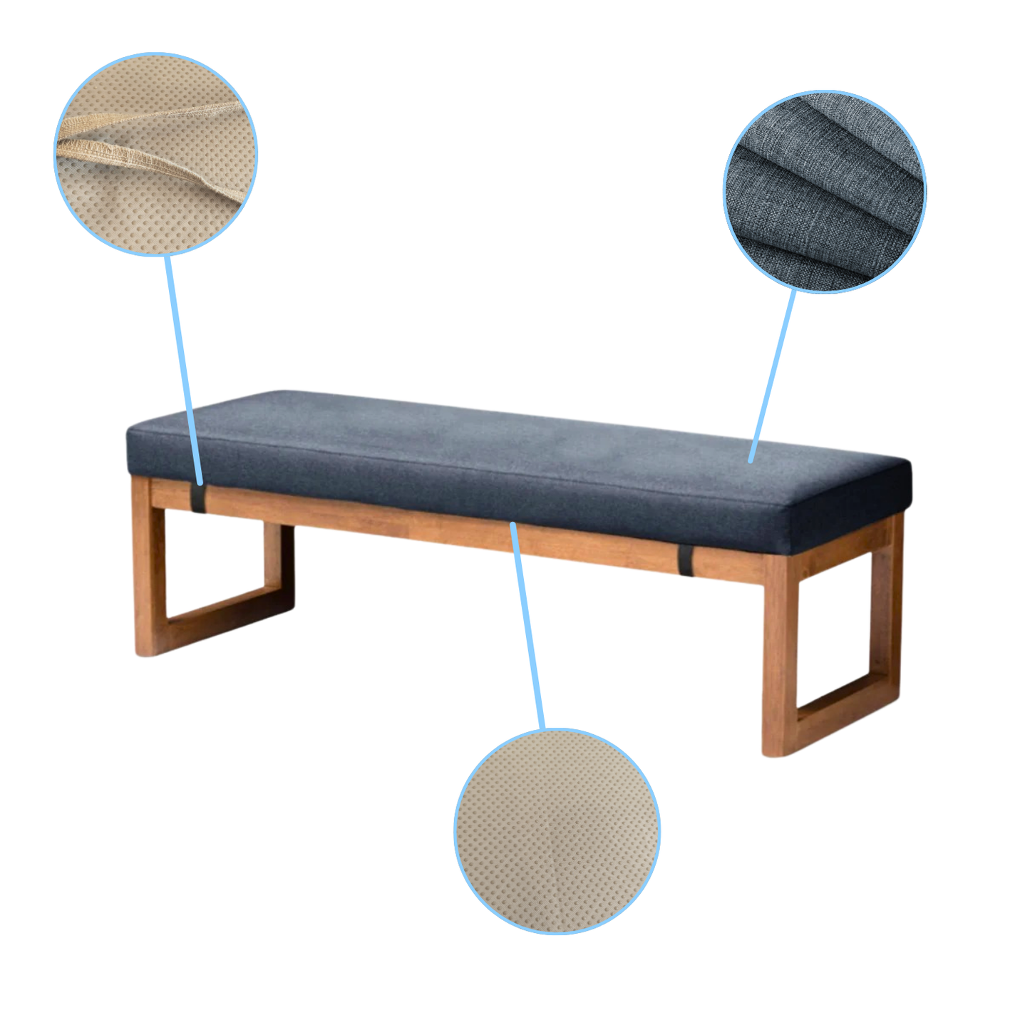 Coussin pour banquette d'extérieur Bleu marine foncé 75X40 Mon-coussin.fr