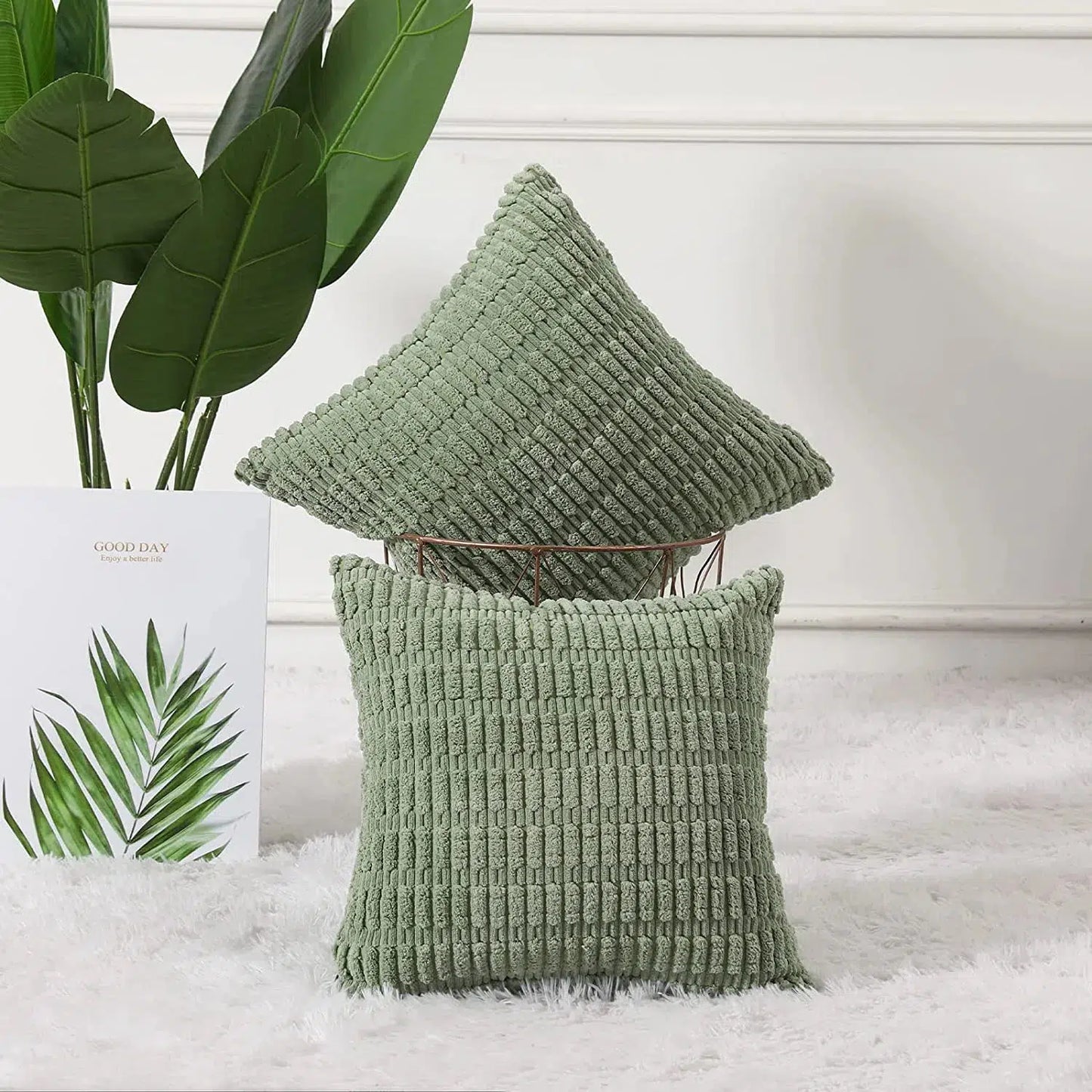Housse de coussin en velours côtelé