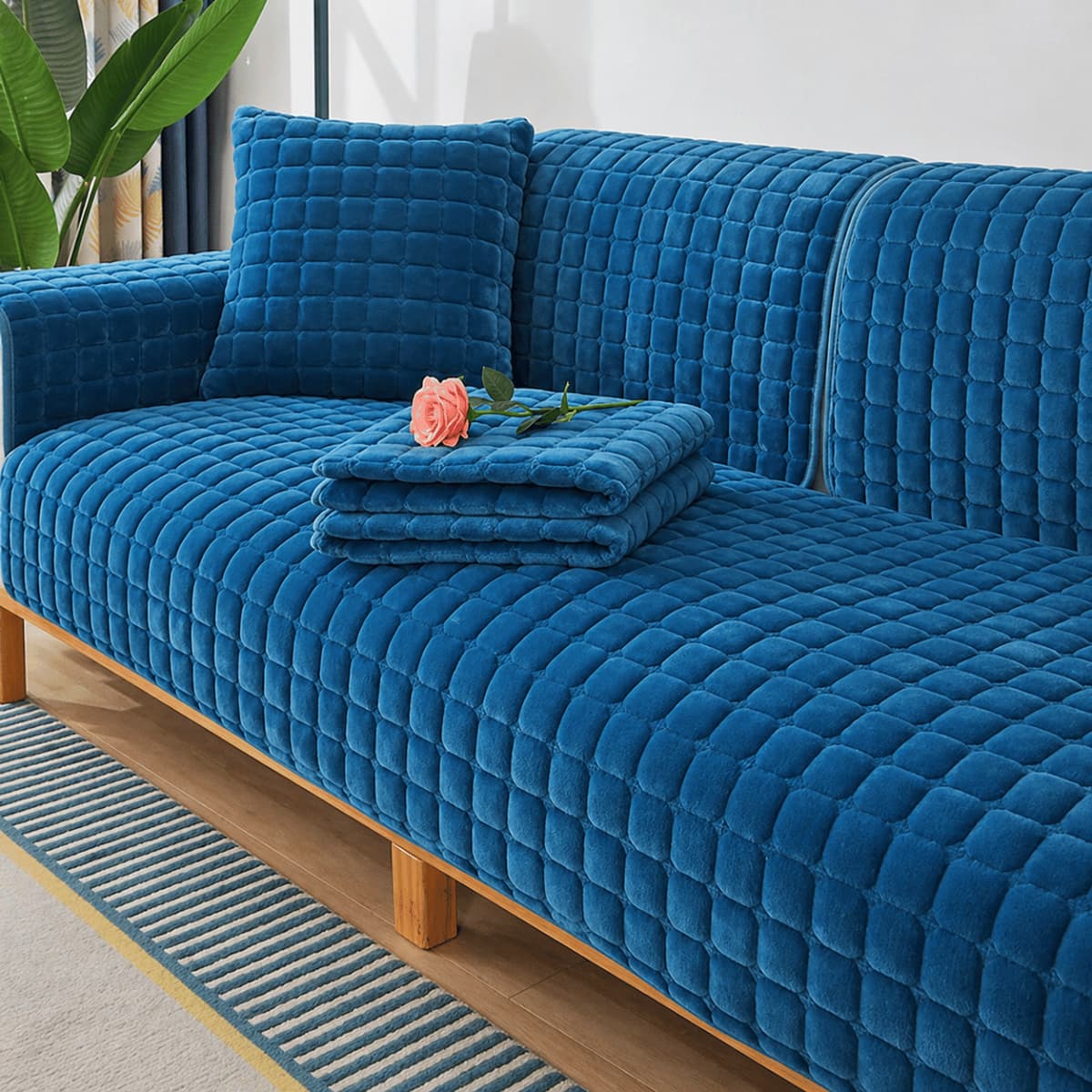 Housse pour Canapé en Velours Épais | Revêtement pour Canapé d’Angle Méridienne | 2 Places & 3 Places