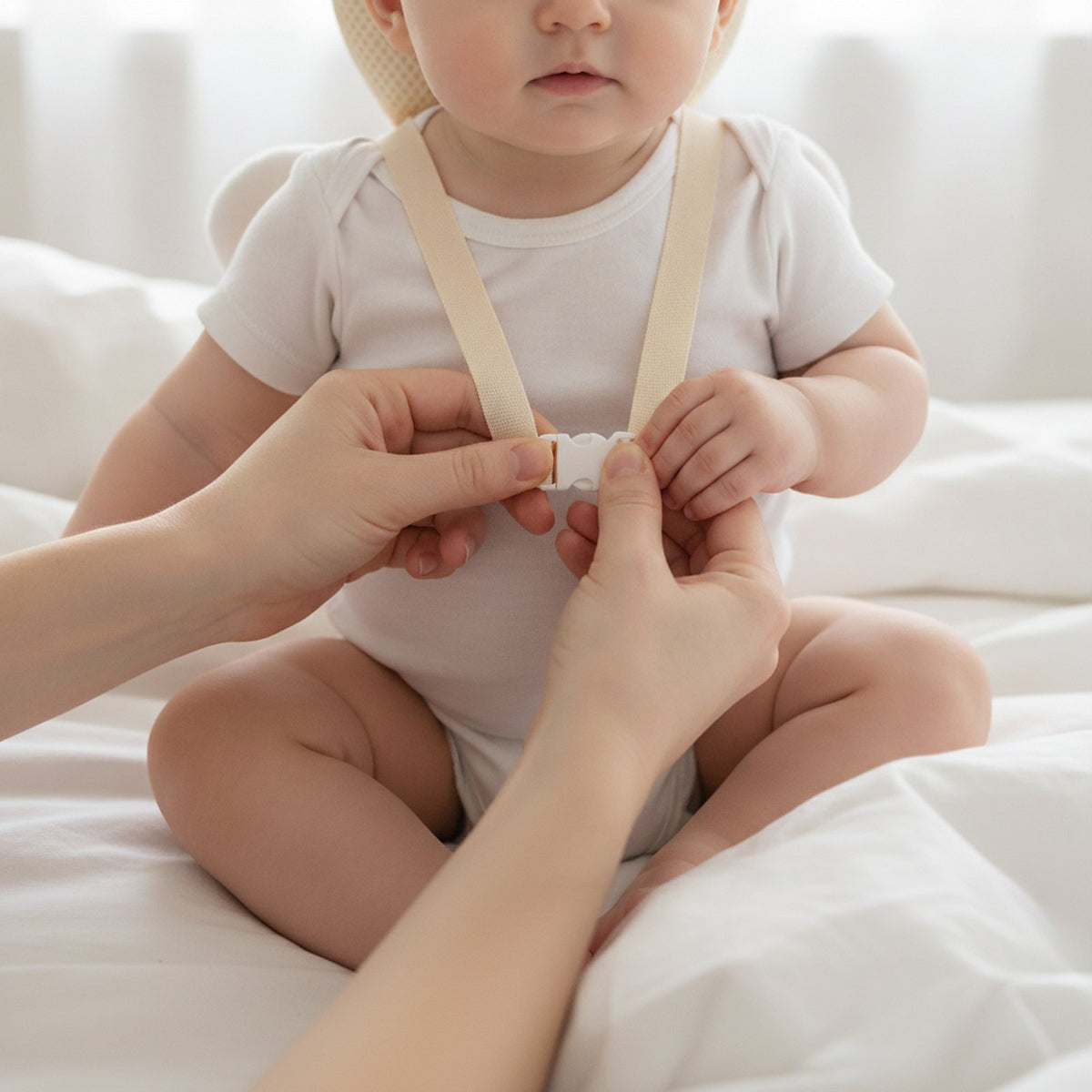 Bretelles réglables et boucle de poitrine du coussin anti-chute bébé