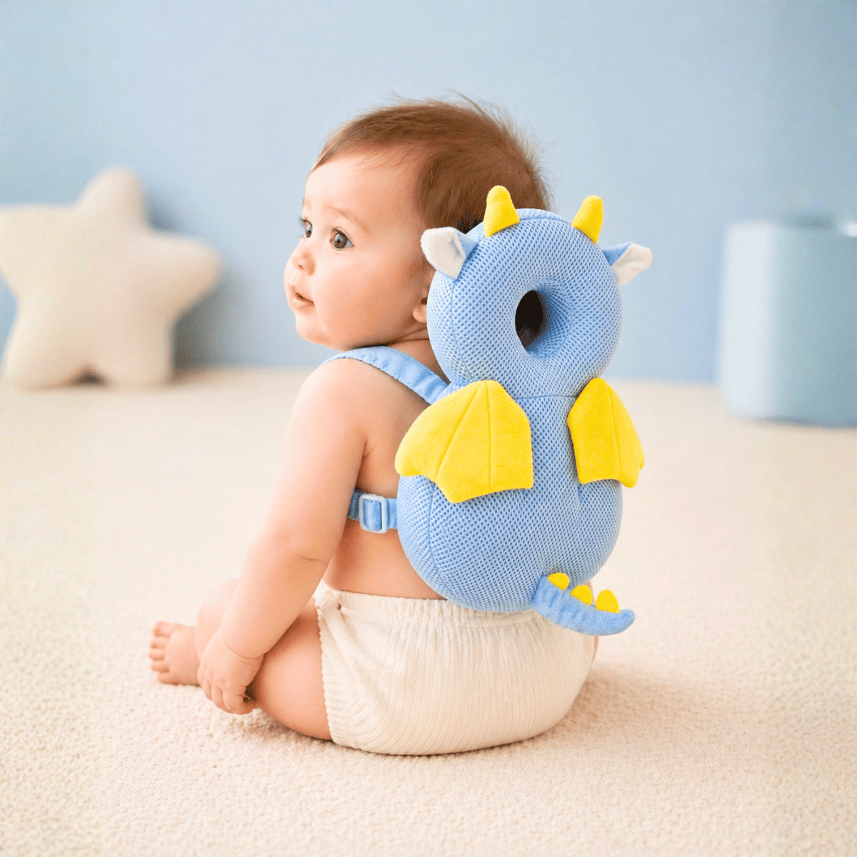Protege Tete Bebe | Sac a Dos Anti Chute Bébé | Coussin Anti Chute Bebe dragon
