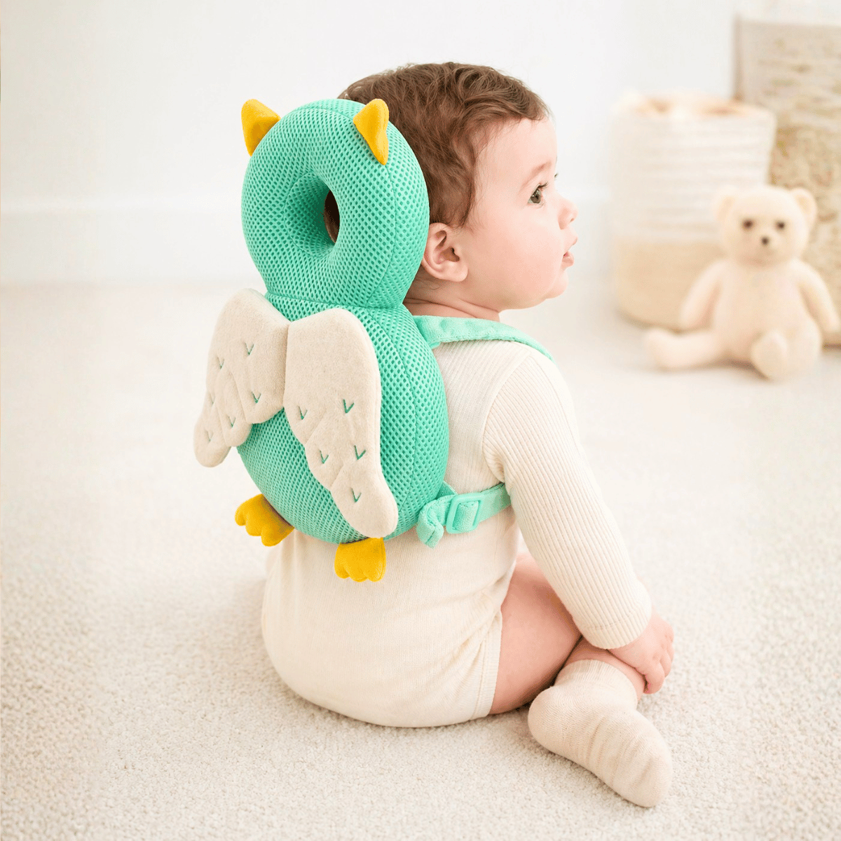 Protege Tete Bebe | Sac a Dos Anti Chute Bébé | Coussin Anti Chute Bebe hibou