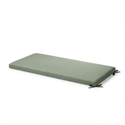 Coussin pour banc vert sauge de 3 cm d'épaisseur, housse texture lin déhoussable