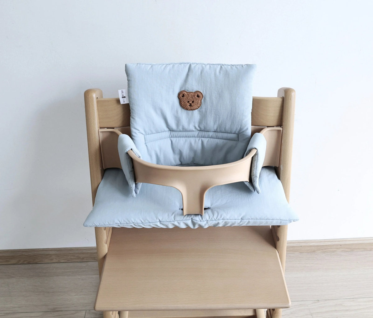 Coussin de chaise haute évolutive, assise et dossier, coloris bleu