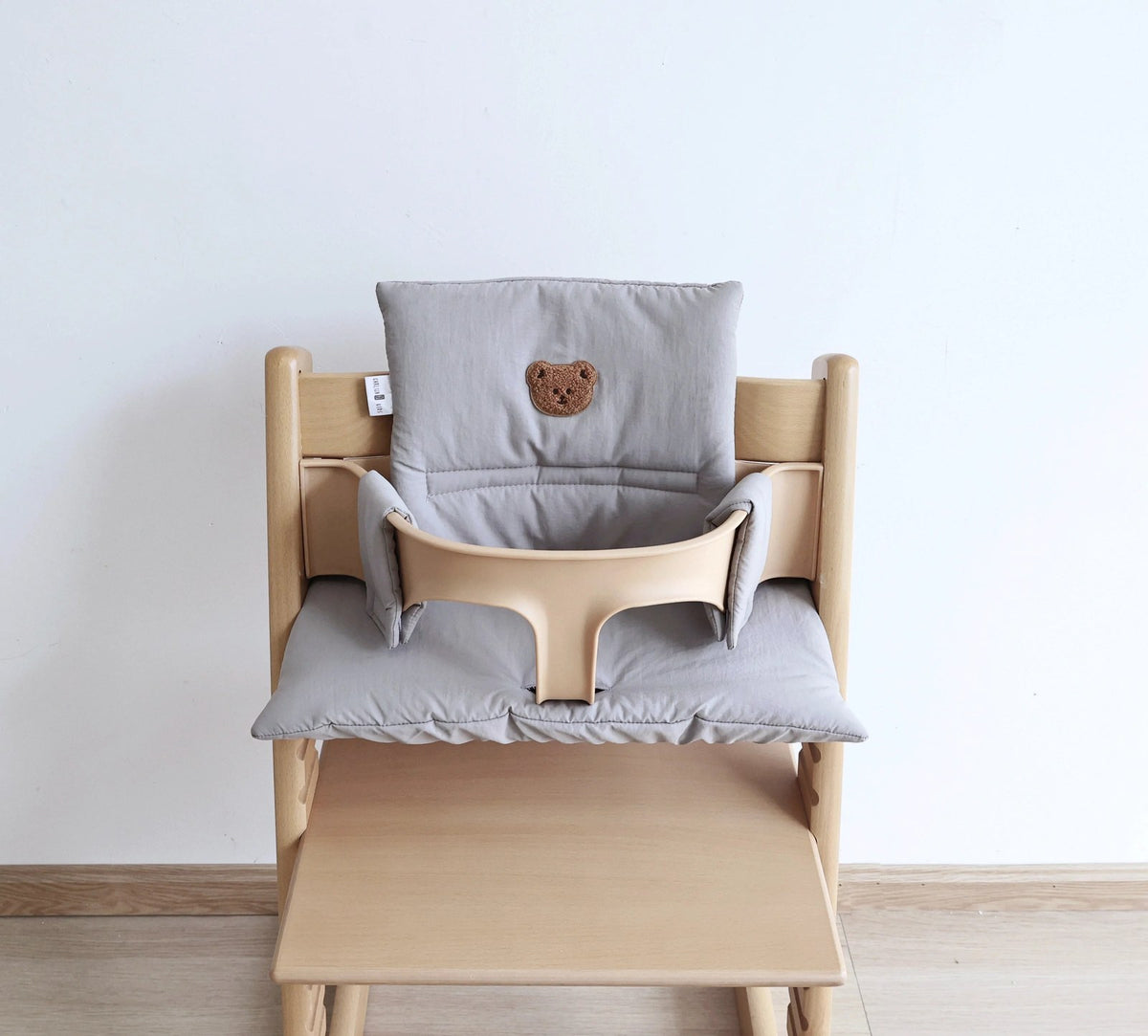 Coussin de chaise haute évolutive, assise et dossier, coloris gris
