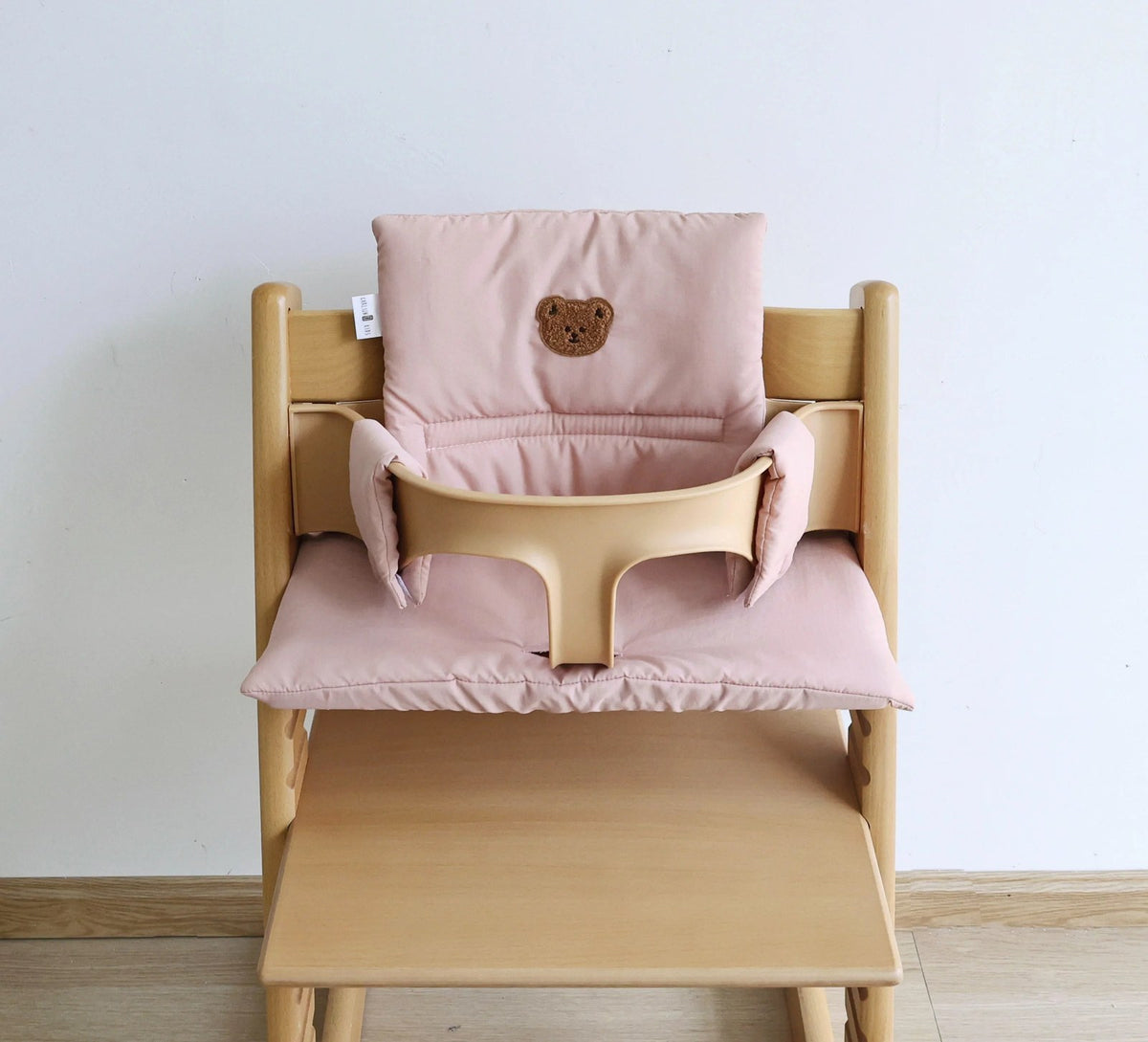 Coussin de chaise haute évolutive, assise et dossier, coloris rose