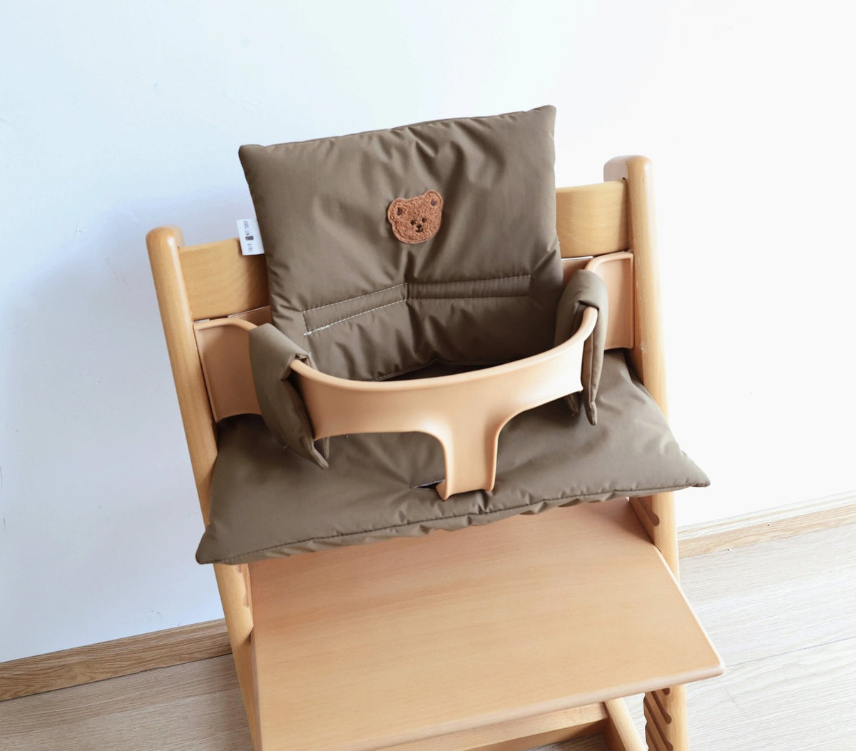 Coussin de chaise haute évolutive, assise et dossier, coloris taupe