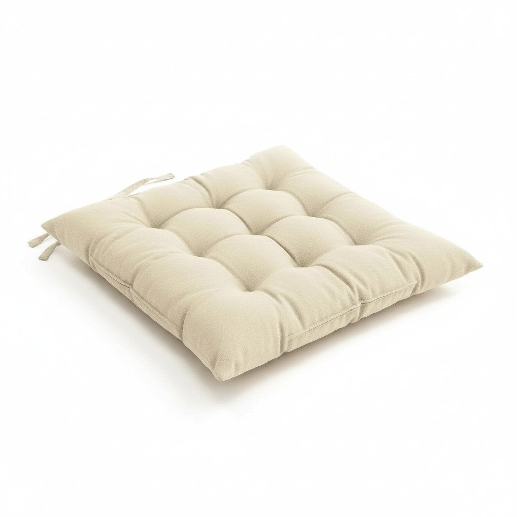 Coussin capitonné 40 x 40 cm beige pour chaise de jardin, avec attaches