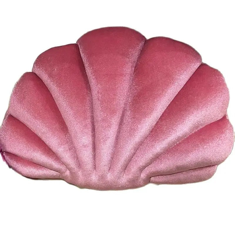 Coussin coquillage en velours, coloris vieux rose