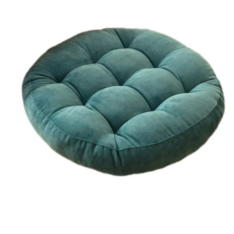 Coussin de sol rond en velours côtelé bleu marine