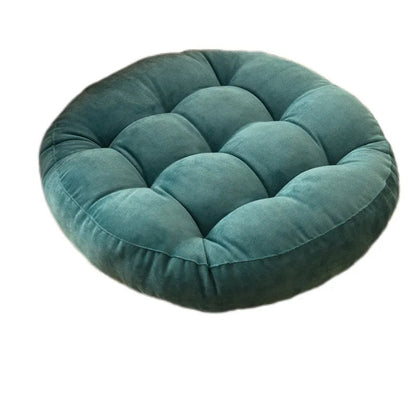 Coussin de sol rond en velours côtelé bleu marine