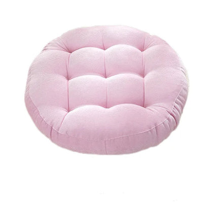 Coussin de sol rond en velours côtelé rose