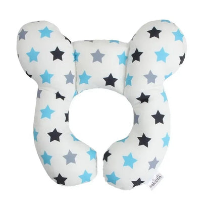 Coussin de voyage enfant en U, motif étoiles bleues
