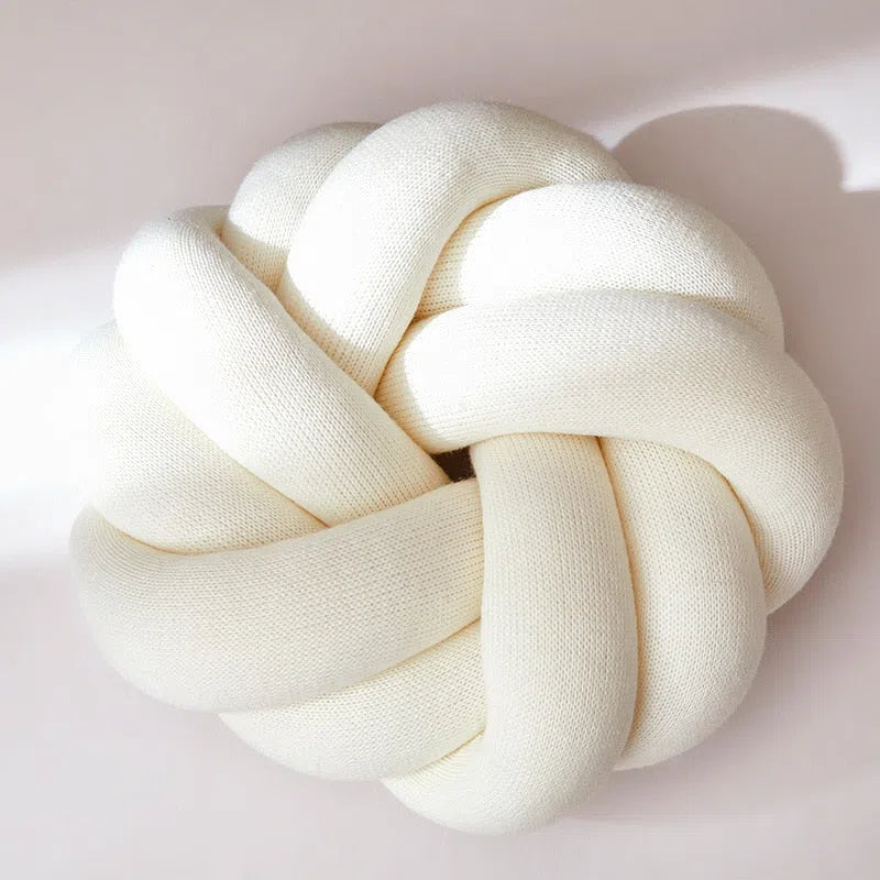 Coussin décoratif boule de nœud Blanc 