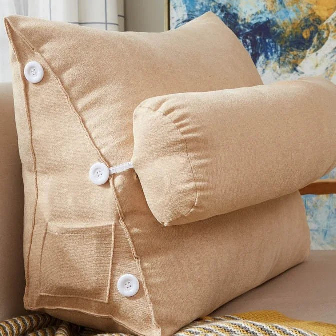 Coussin de dossier triangulaire avec appui-nuque, coloris beige