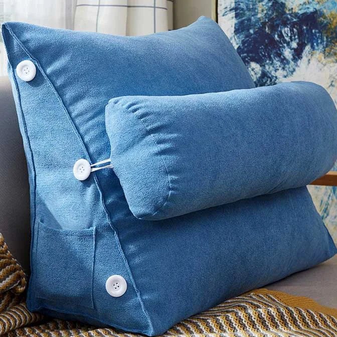 Coussin de dossier triangulaire avec appui-nuque, coloris bleu roi