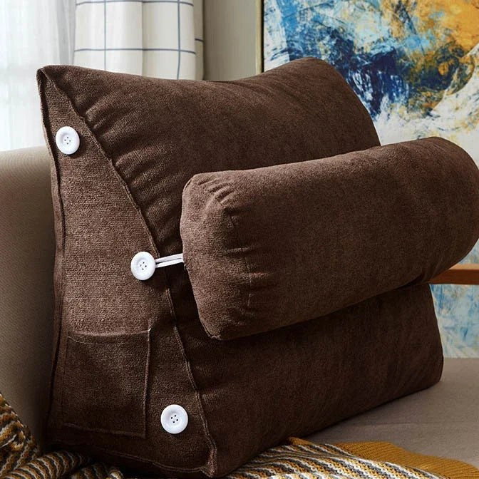 Coussin de dossier triangulaire avec appui-nuque, coloris café