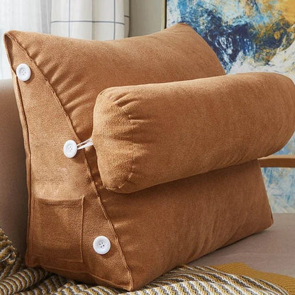 Coussin de dossier triangulaire avec appui-nuque, coloris camel