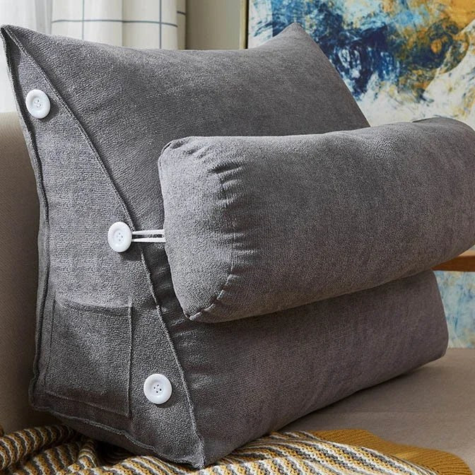 Coussin de dossier triangulaire avec appui-nuque, coloris gris