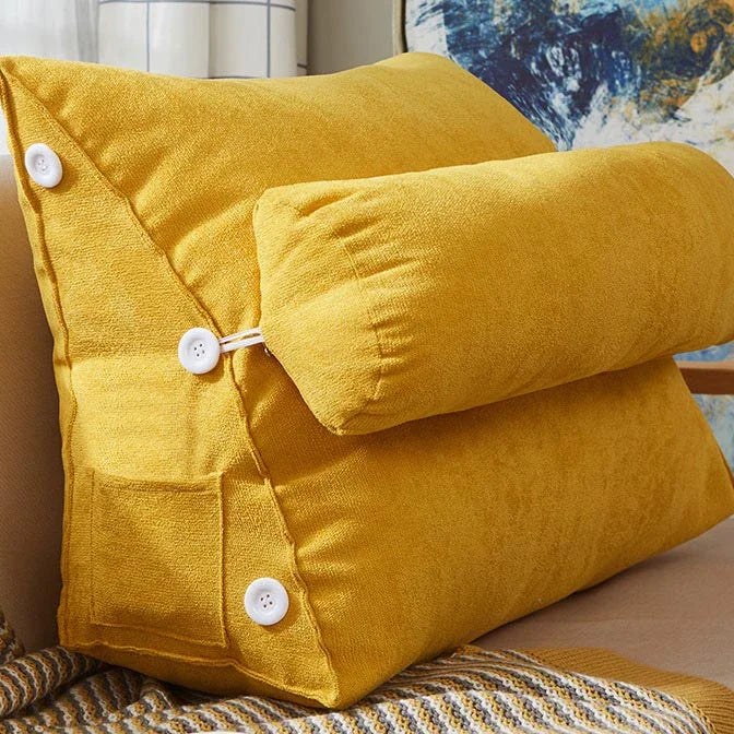 Coussin de dossier triangulaire avec appui-nuque, coloris moutarde