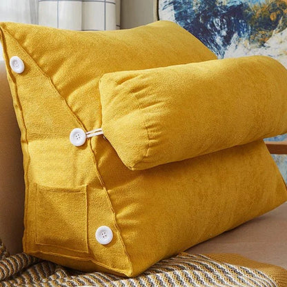 Coussin de dossier triangulaire avec appui-nuque, coloris moutarde