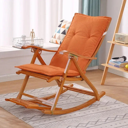 Coussin de fauteuil à dossier haut 48 x 120 cm orange sur un fauteuil à bascule