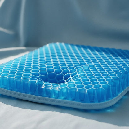 Alvéoles en nid d'abeille du coussin en gel, légèrement enfoncées