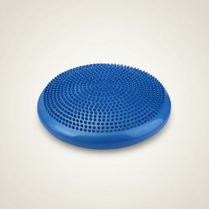 Coussin de proprioception gonflable bleu, face à picots