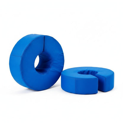 Coussin relève-jambe rond bleu, à enfiler autour de la jambe ou du bras