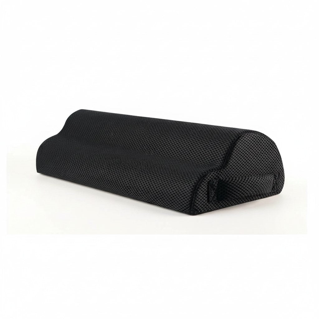 Coussin repose-pieds ergonomique en mousse à mémoire de forme, housse en maille noire
