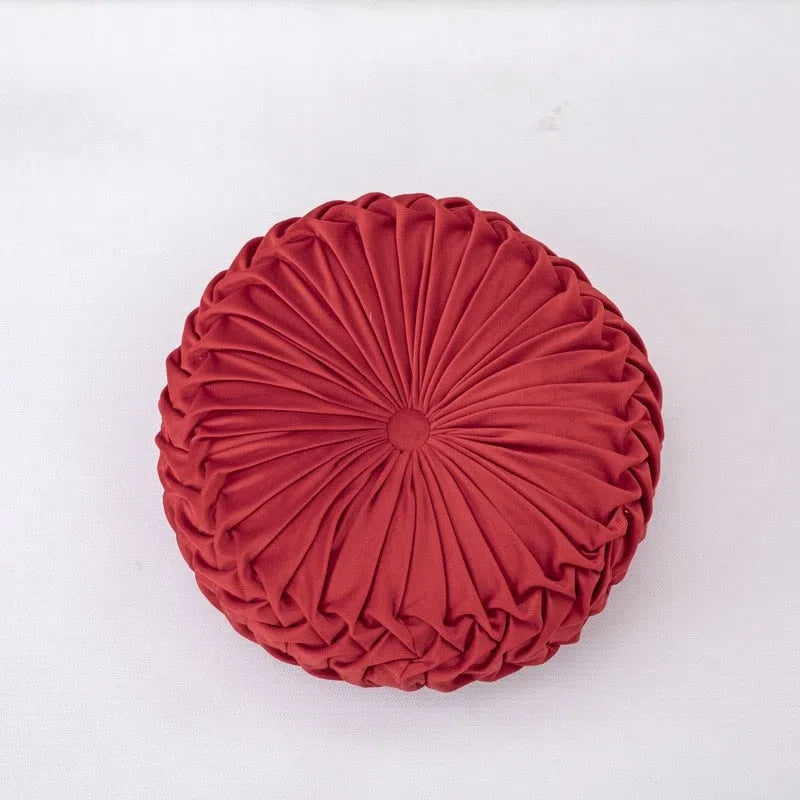 Coussin rond décoratif en velours pour canapé Rouge 