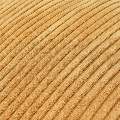 Détail des larges côtes du velours d'un coussin rond