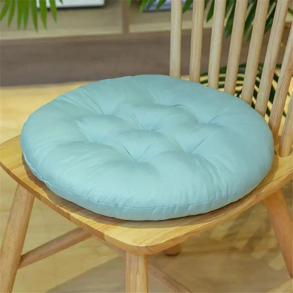 Galette de chaise ronde capitonnée 40 cm bleu lagon
