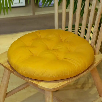 Galette de chaise ronde capitonnée 40 cm jaune moutarde