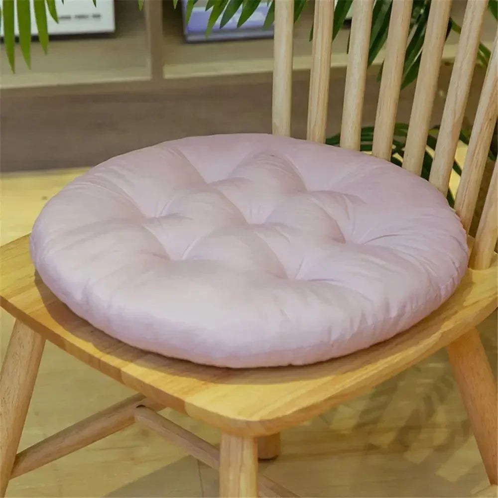Galette de chaise ronde capitonnée 40 cm rose pâle