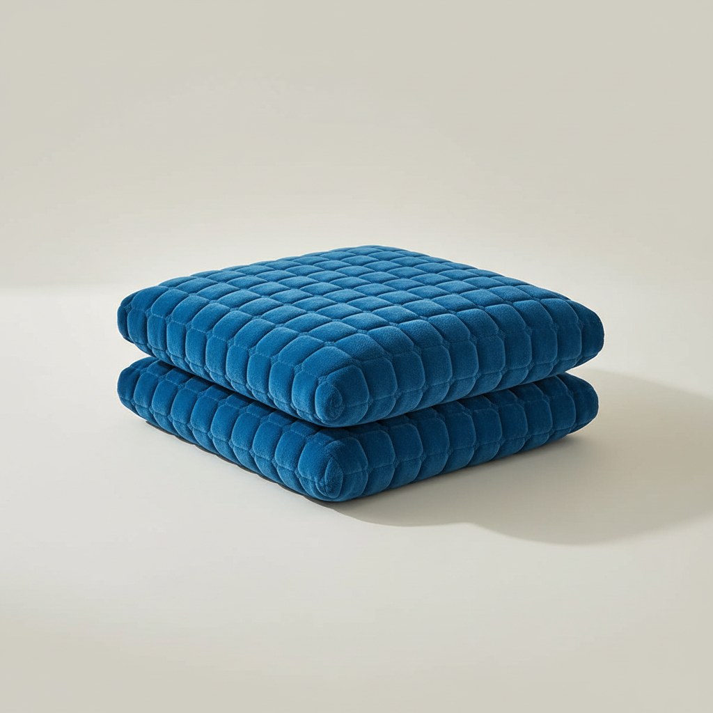Housses de canapé en velours épais matelassé bleu marine, pliées