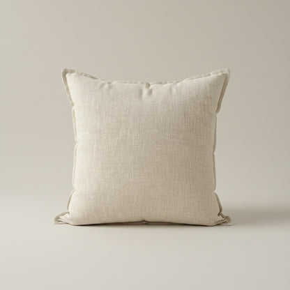 Housse de coussin 66 x 66 cm couleur naturel à bord plat, aspect toile lavée