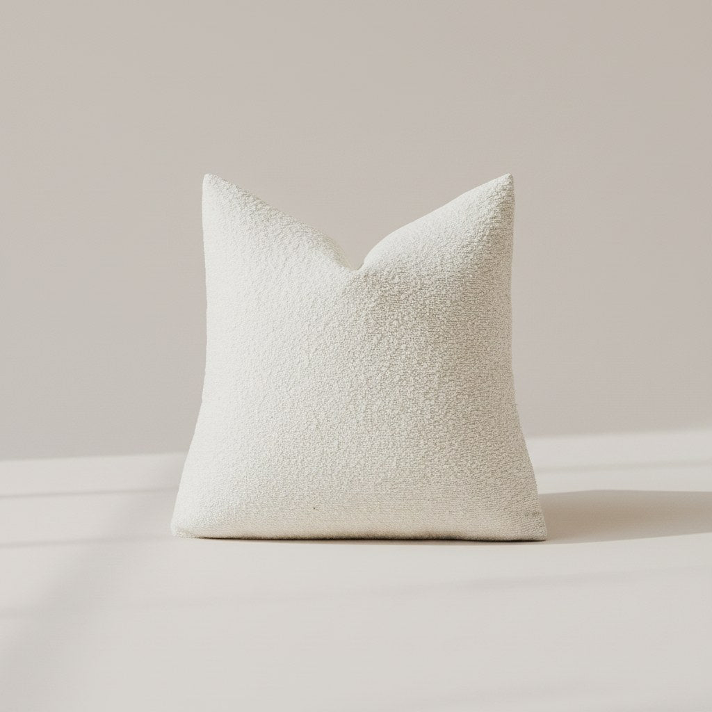 Housse de coussin bouclette blanche, 45 x 45 cm