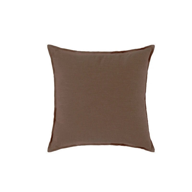Housse de coussin décoratif 66 x 66 cm aspect toile lavée, coloris café