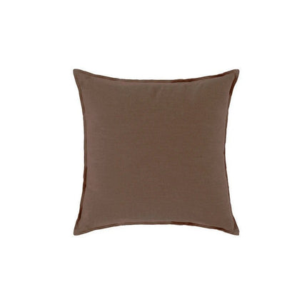 Housse de coussin décoratif 66 x 66 cm aspect toile lavée, coloris café