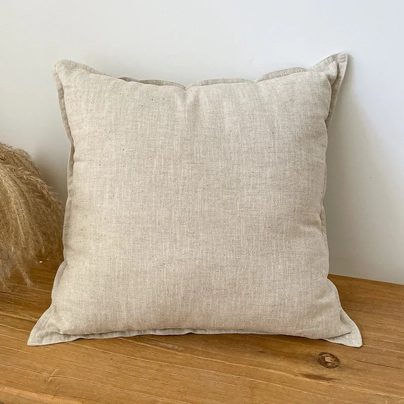 Housse de coussin décoratif 66 x 66 cm aspect toile lavée, coloris naturel