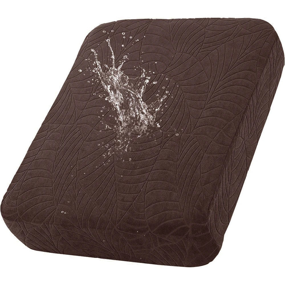 Housse extensible pour coussin de salon de jardin café, jacquard à motif de feuilles