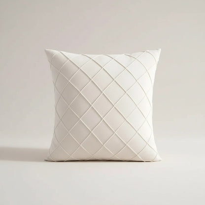 Housse de coussin en velours crème à losanges plissés, 45 x 45 cm